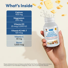 Capsules Calcium-Magnésium K2 MK7 d'ANDREW LESSMAN sur fond blanc