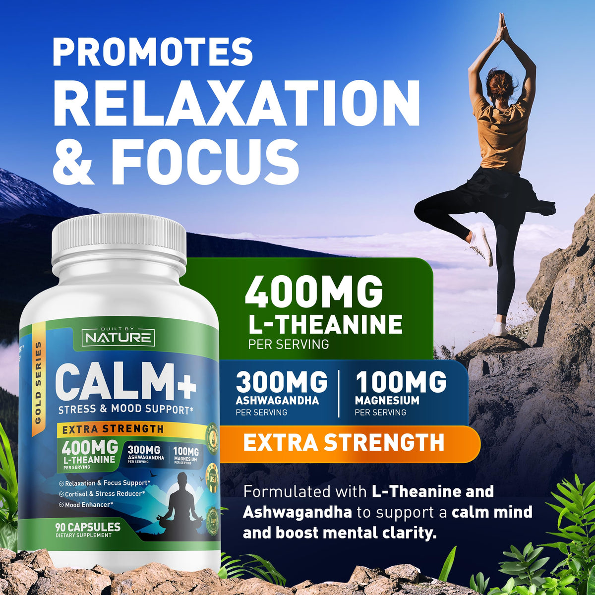 Capsules Calm+ de Built by Nature sur fond blanc