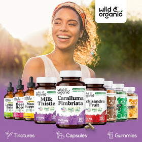 Capsules Caralluma Wild & Organic sur une table en bois