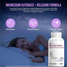 Capsules CELCLENE Magnésium Glycinate+ sur une table