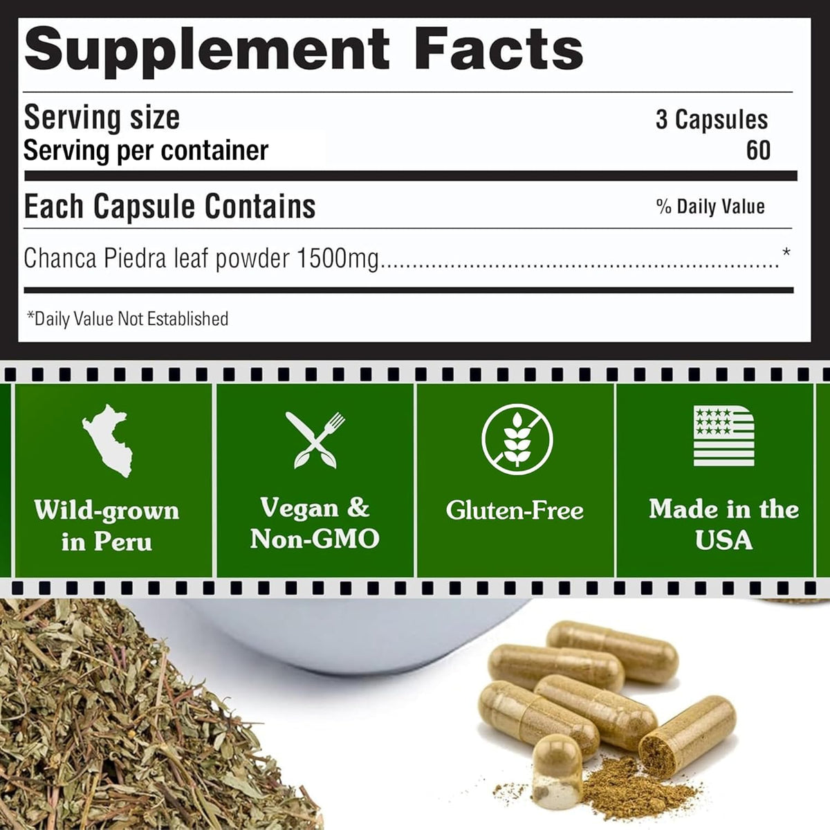 Capsules Chanca Piedra ouvertes montrant le contenu