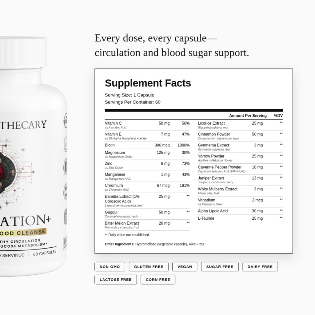 Capsules Circulation+ de Dear Apothecary sur fond blanc