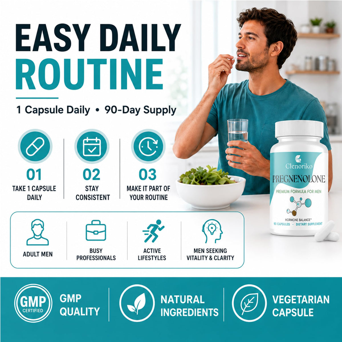 Capsules Clenoriko avec des éléments de style de vie actif en arrière-plan