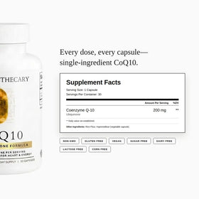 Capsules Coenzyme Q10 200mg Dear Apothecary sur une table