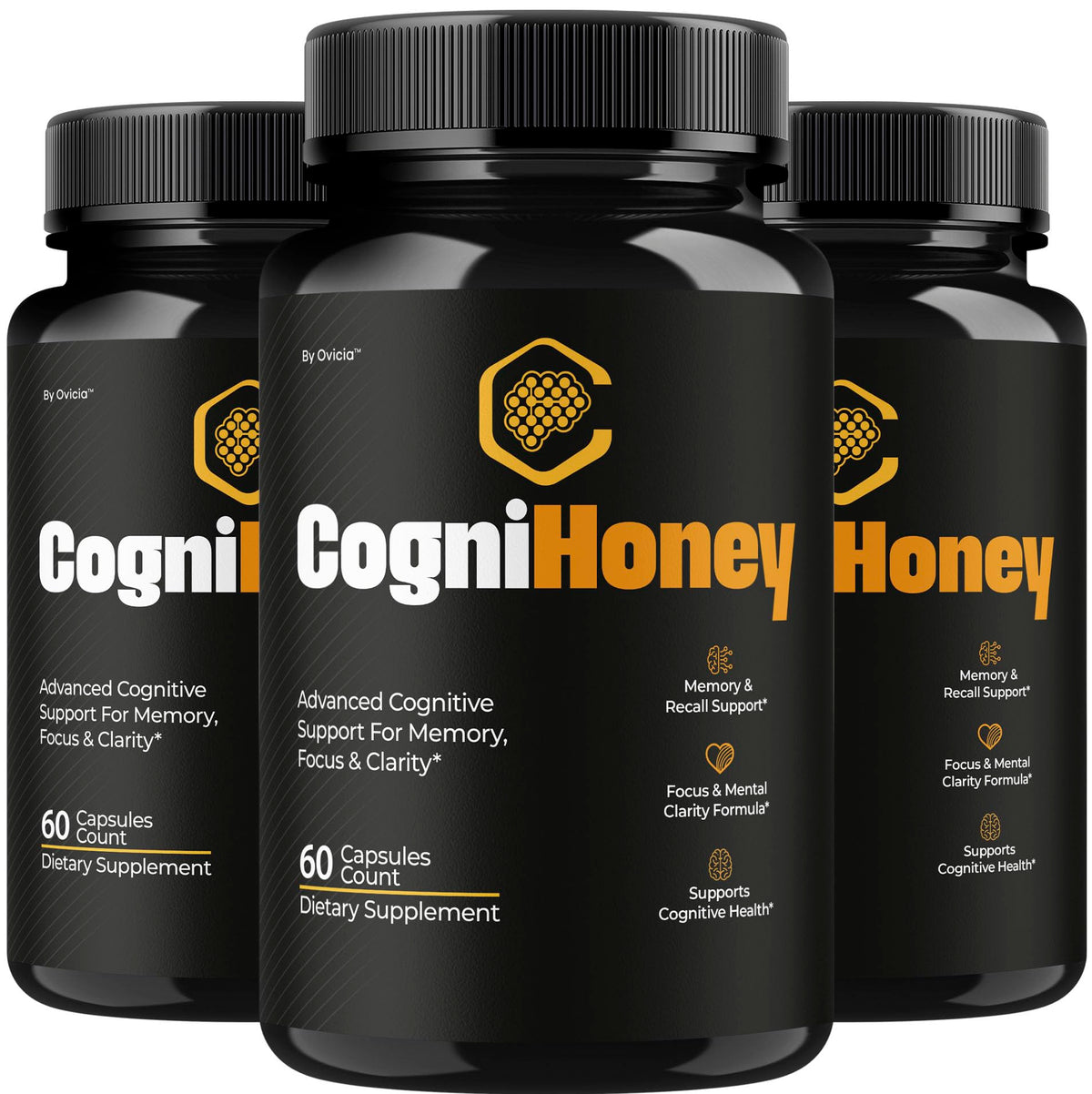 Capsules CogniHoney d'OVICIA, paquet de 180 capsules à l'avant
