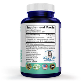 Capsules CoQ10 200 mg de Dr. Valerie Nelson, vue de côté