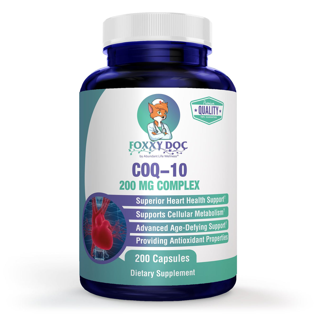 Capsules CoQ10 200 mg de Dr. Valerie Nelson, vue de face