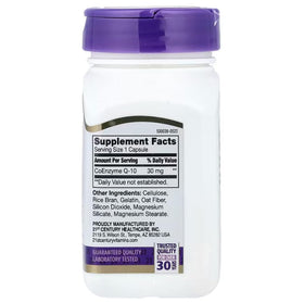 Capsules CoQ10 30 mg 21st Century sur une table