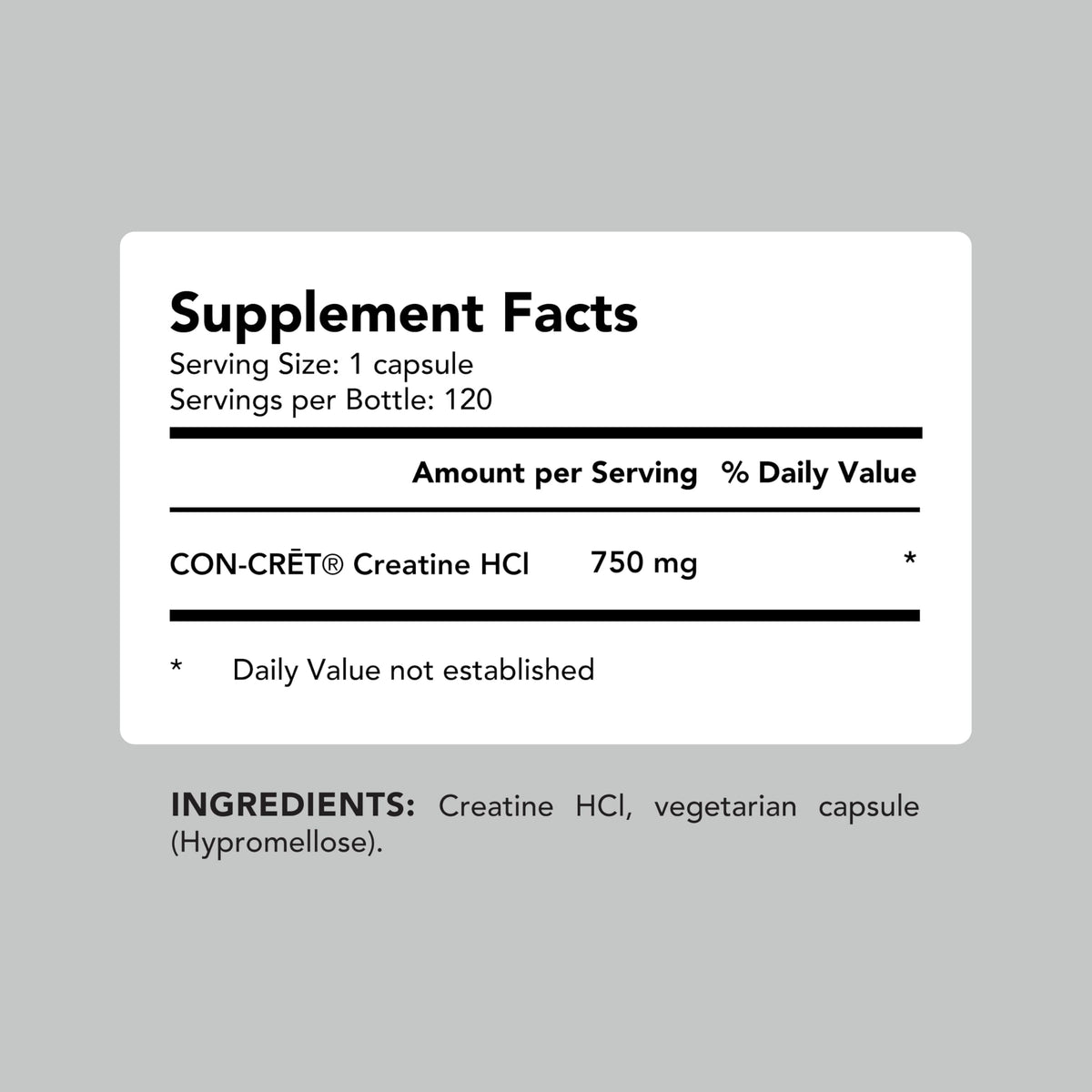 Capsules créatine HCl AMANDEAN sur une table