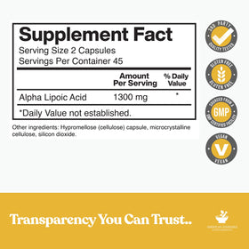 Capsules d'acide alpha-lipoïque American Standard Supplements sur une surface blanche