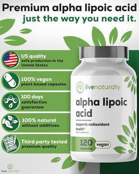 Capsules d'acide alpha-lipoïque prêtes à être prises
