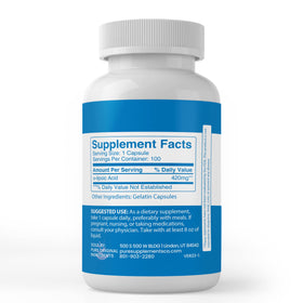 Capsules d'Acide Alpha-Lipoïque PURE ORIGINAL INGREDIENTS sur une surface en bois
