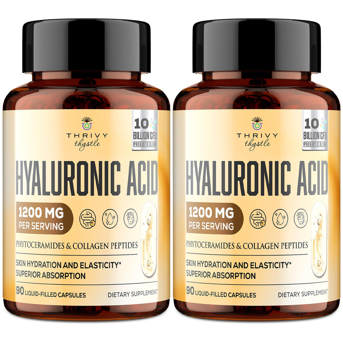 Capsules d'acide hyaluronique 19-en-1 ThrivyThystle en boîte