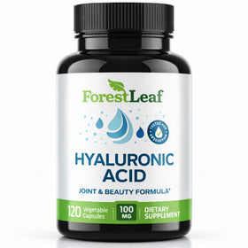 Capsules d'acide hyaluronique ForestLeaf 100mg avec vitamine C, vue de face
