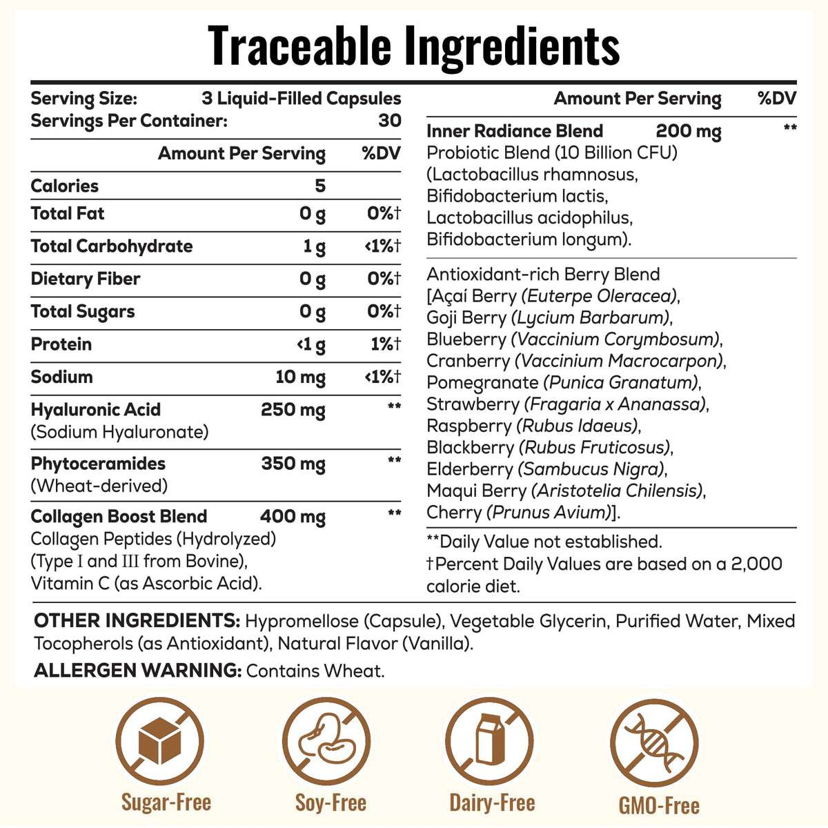 Capsules d'acide hyaluronique ThrivyThystle avec collagène et vitamine C
