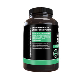 Capsules d'acide malique PURE ORIGINAL INGREDIENTS sur un fond blanc