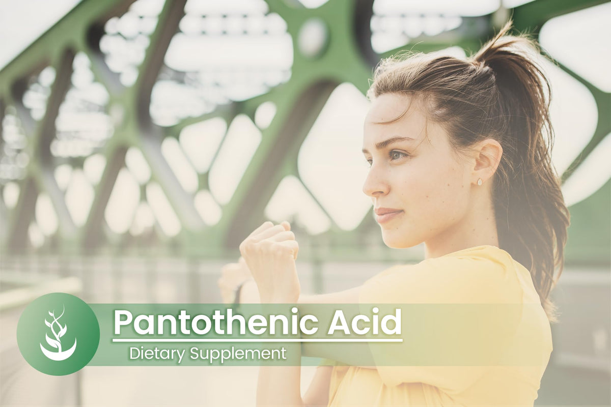 Capsules d'Acide Pantothénique sur fond blanc