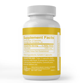 Capsules d'Acides Citriques PURE ORIGINAL INGREDIENTS sur fond blanc