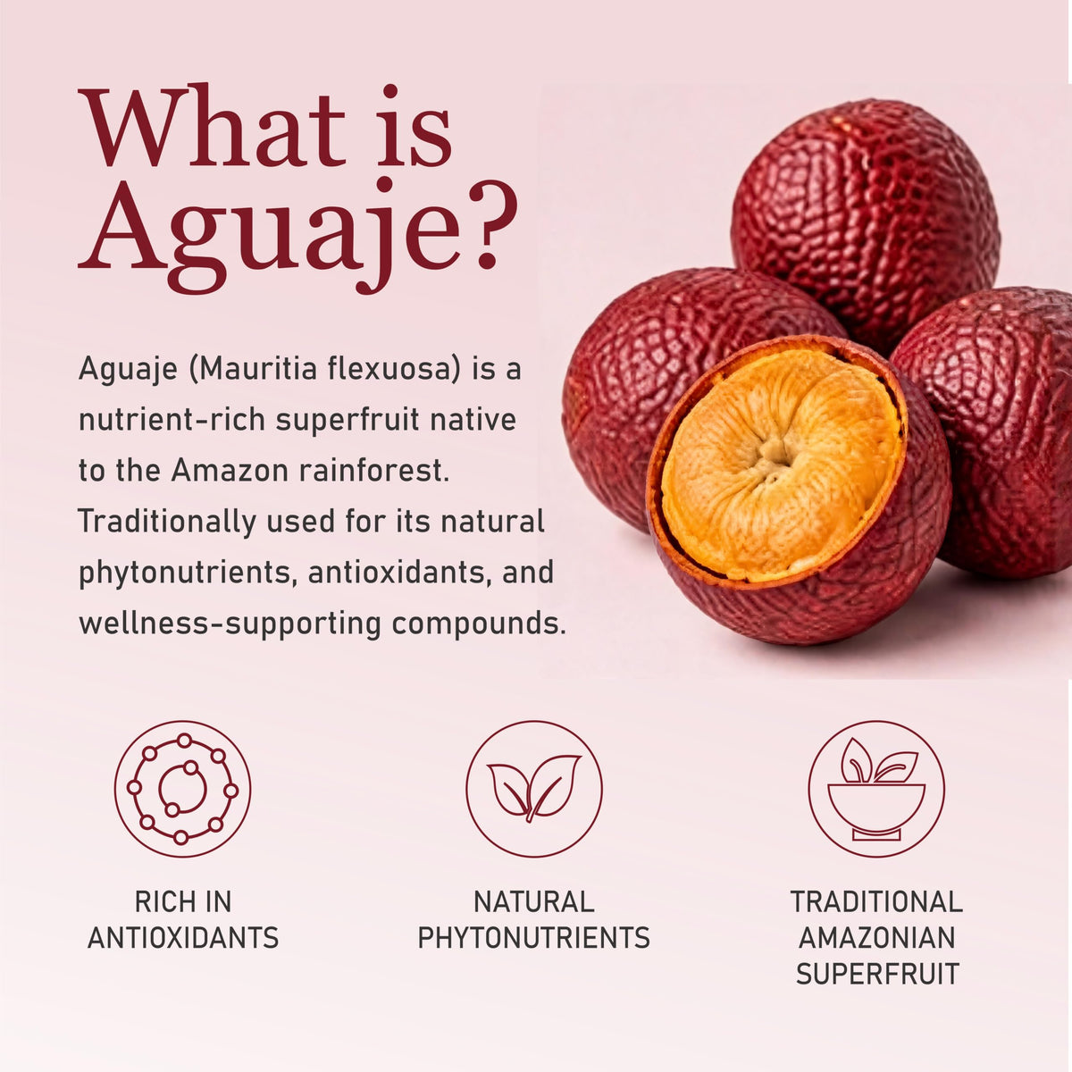 Capsules d'Aguaje AMALTH avec arrière-plan naturel