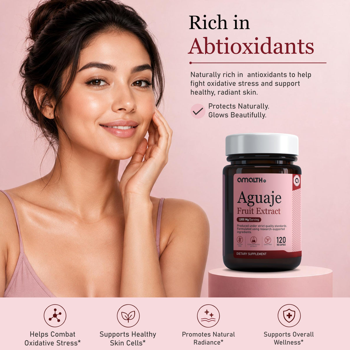 Capsules d'Aguaje AMALTH sur une surface blanche
