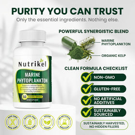 Capsules d'algues phytoplancton marin Omega 3 1000mg Natural Curves avec ingrédients