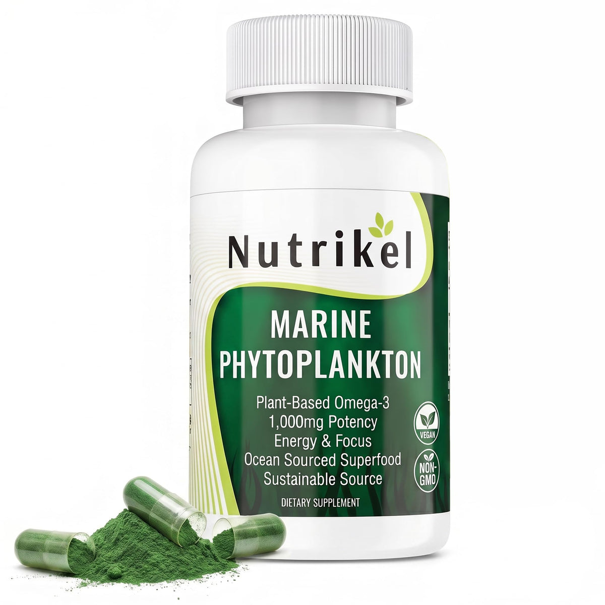 Capsules d'algues phytoplancton marin Omega 3 1000mg Natural Curves vue de face