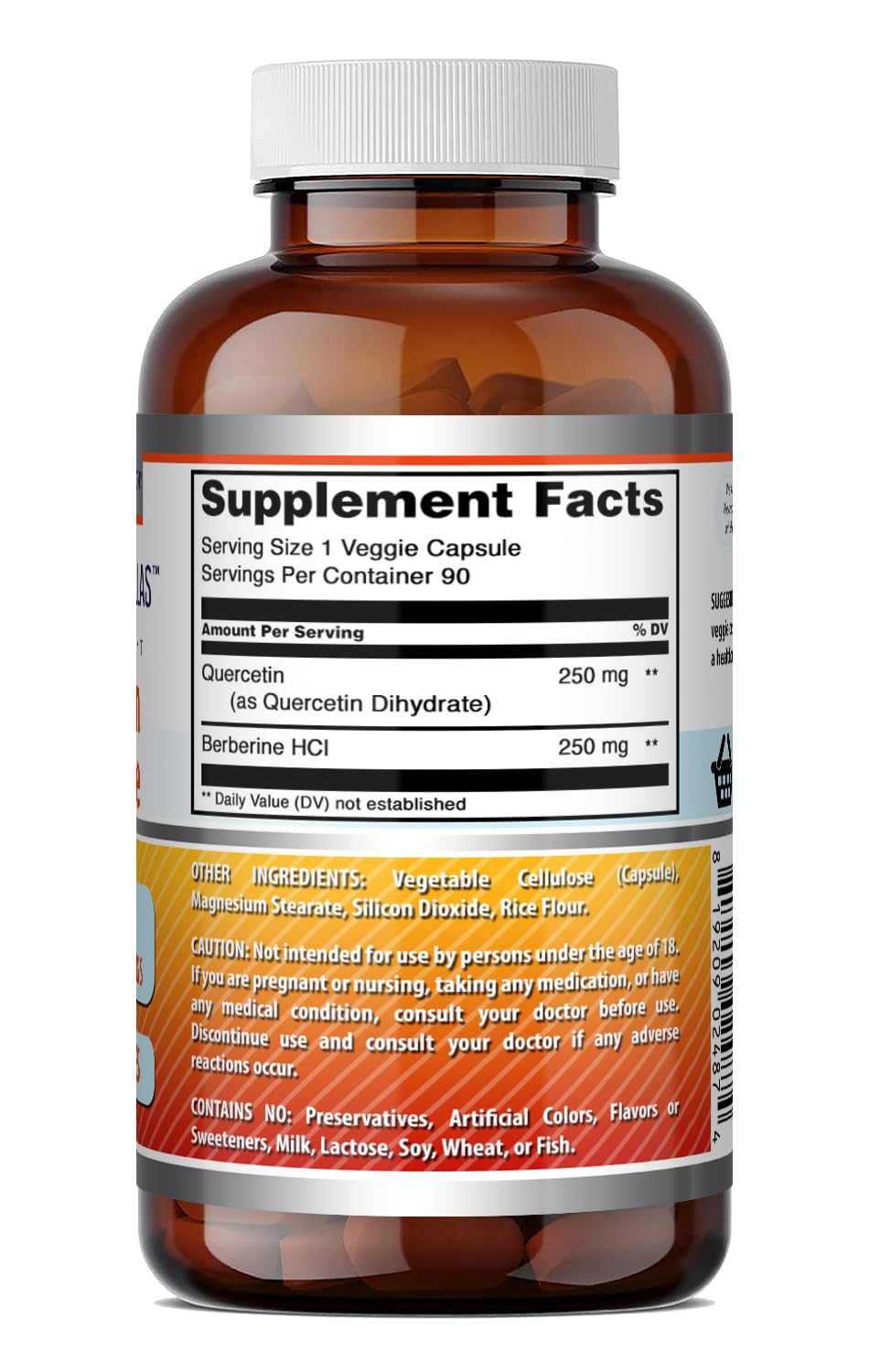 Capsules d'Amazing Nutrition Quercétine sur fond neutre