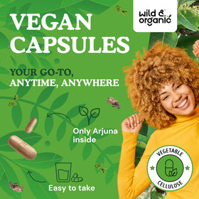 Capsules d'arjuna Wild & Organic, vue rapprochée de la texture