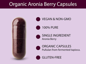 Capsules d'aronia KOYAH sur un fond blanc