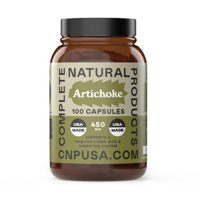 Capsules d'artichaut bio 450mg de Complete Natural Products, vue de face