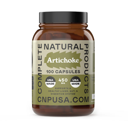 Capsules d'artichaut bio 450mg de Complete Natural Products, vue de face