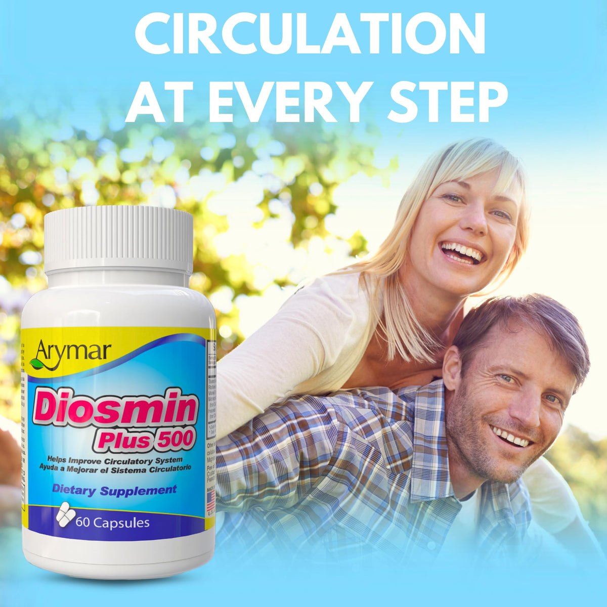 Capsules d'Arymar Diosmin 500mg avec une tasse d'eau