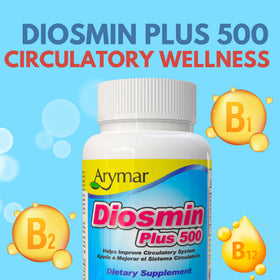 Capsules d'Arymar Diosmin 500mg avec Vitamines B en gros plan