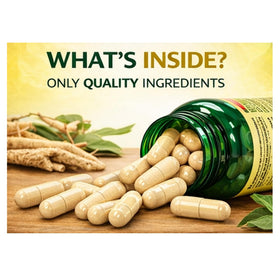 Capsules d'Ashwagandha 1300 mg sur un fond neutre