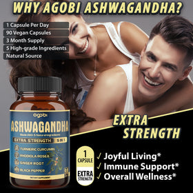 Capsules d'Ashwagandha agobi dans une main