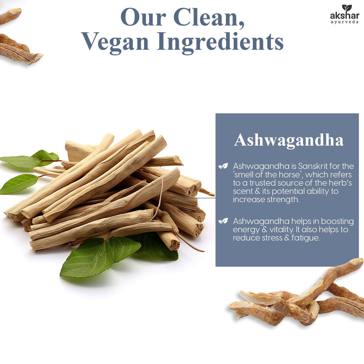 Capsules d'Ashwagandha AKSHAR sur une surface en bois