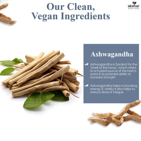 Capsules d'Ashwagandha AKSHAR sur une surface en bois