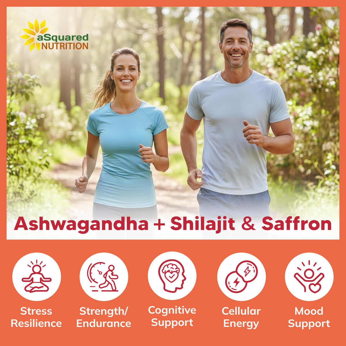 Capsules d'Ashwagandha aSquared Nutrition sur une table en bois