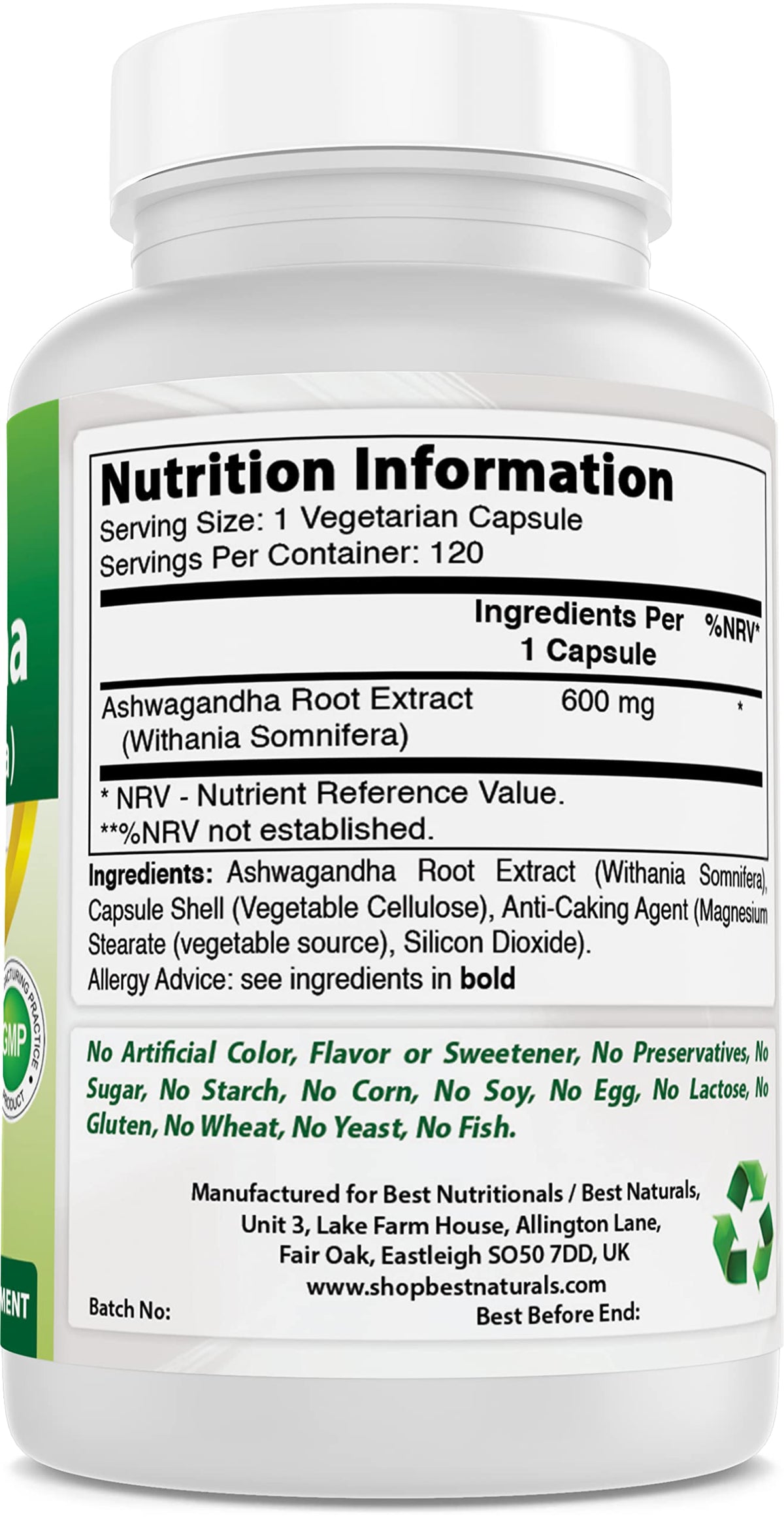 Capsules d'Ashwagandha Best Naturals dans un environnement naturel