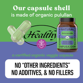 Capsules d'Ashwagandha Bio 500mg, étiquette avec informations nutritionnelles