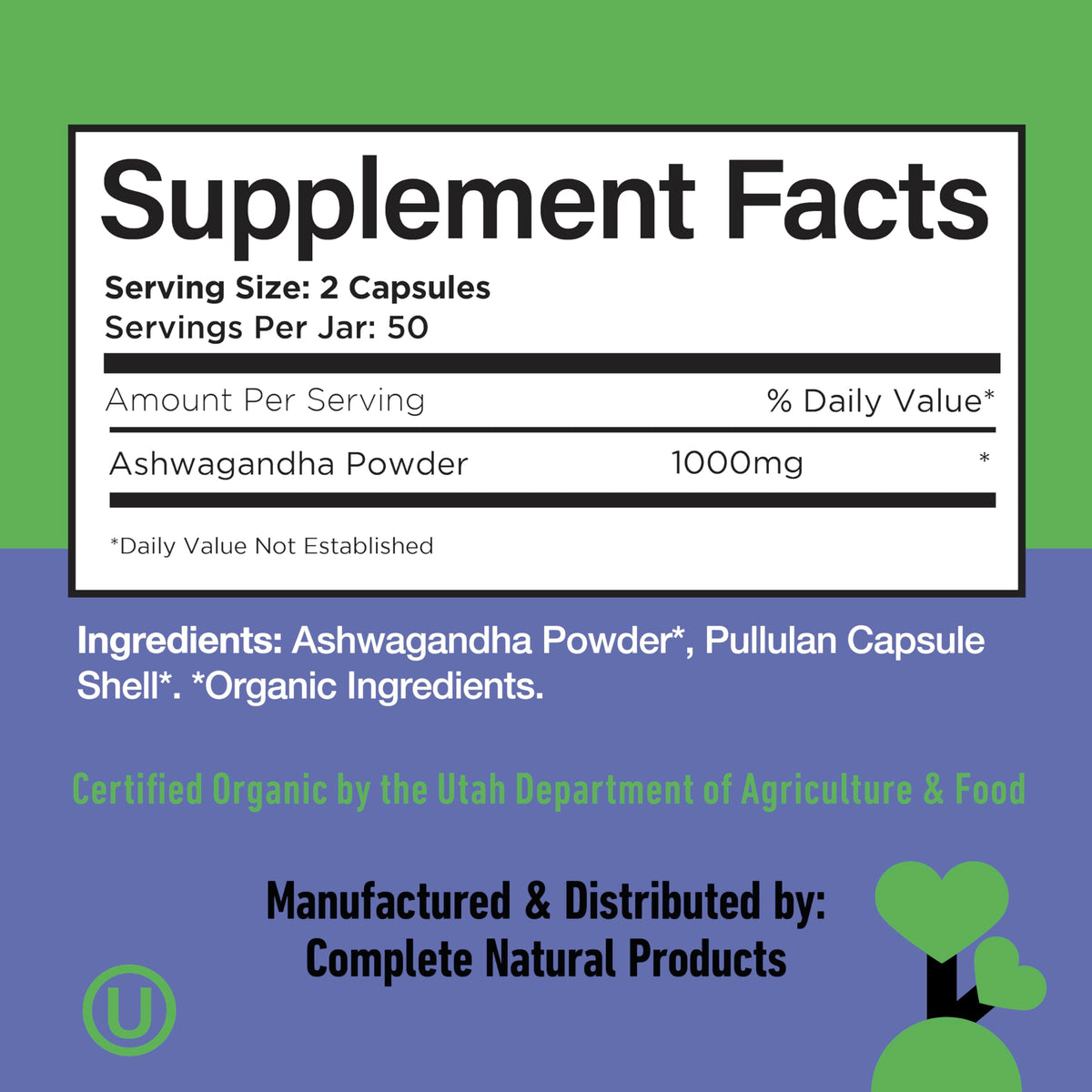 Capsules d'Ashwagandha Bio 500mg, vue rapprochée des capsules
