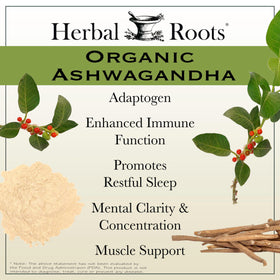 Capsules d'ashwagandha bio Herbal Roots, vue de dessus