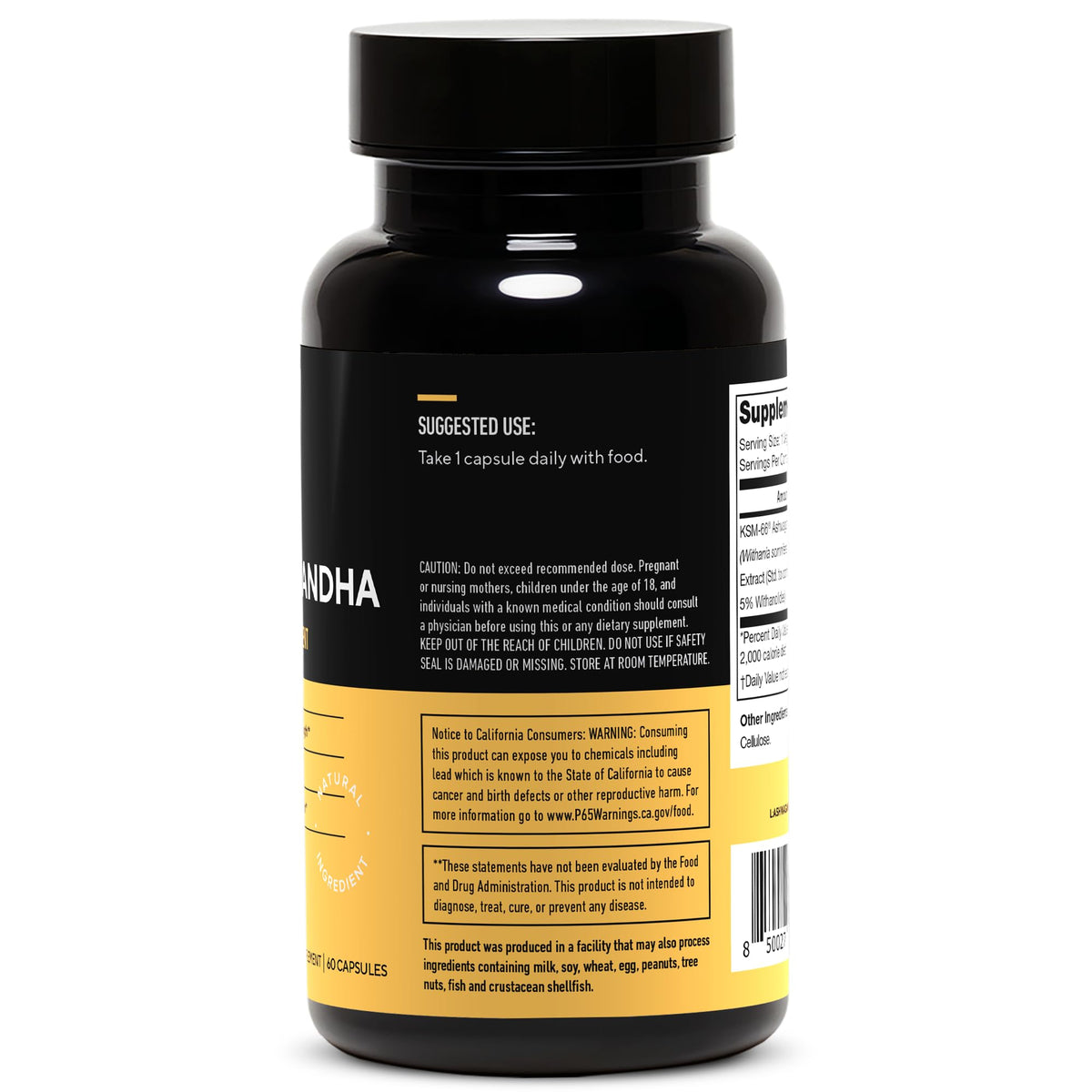 Capsules d'ashwagandha KSM-66® sur fond neutre