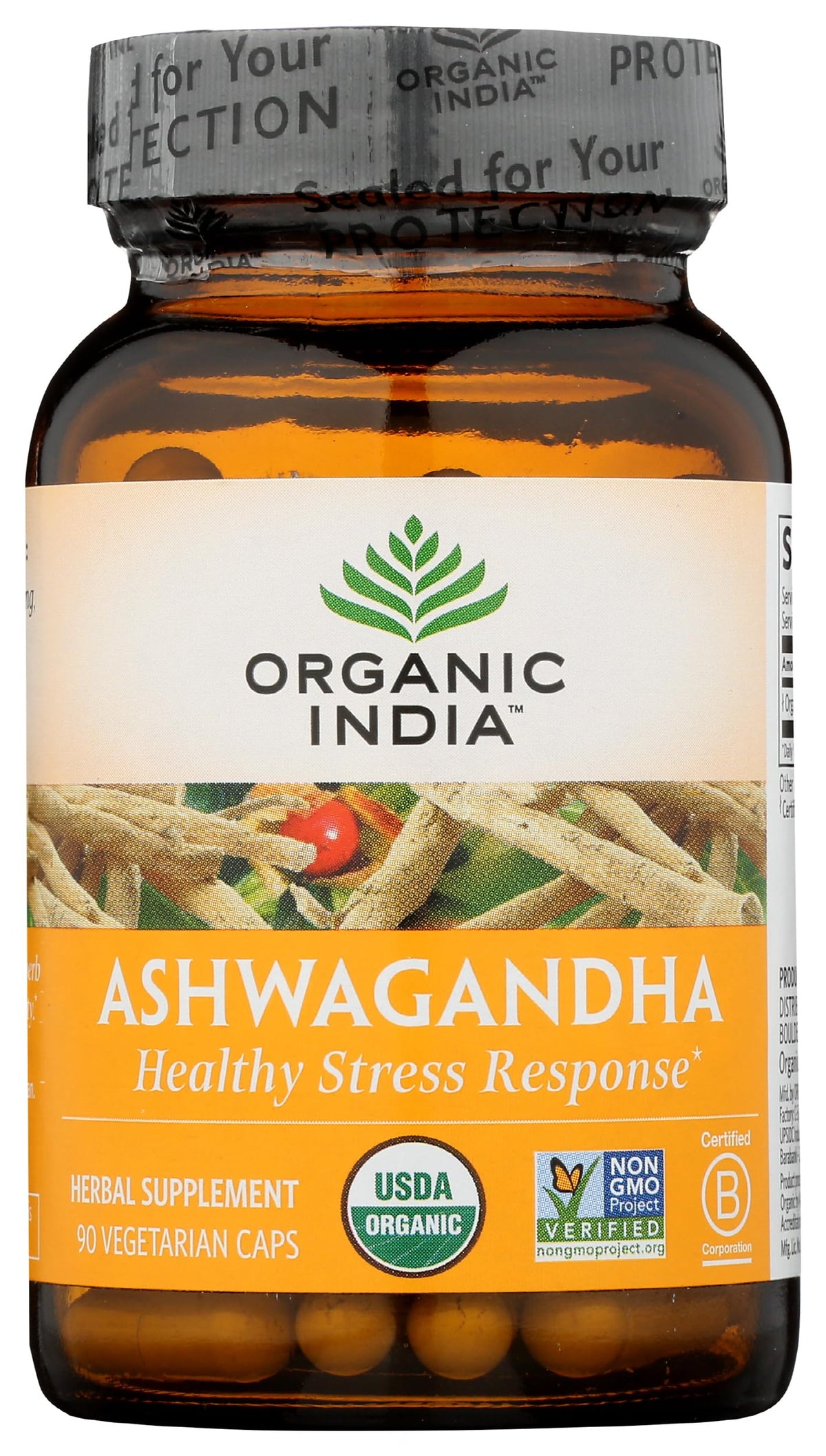 Capsules d'Ashwagandha ORGANIC INDIA sur une table