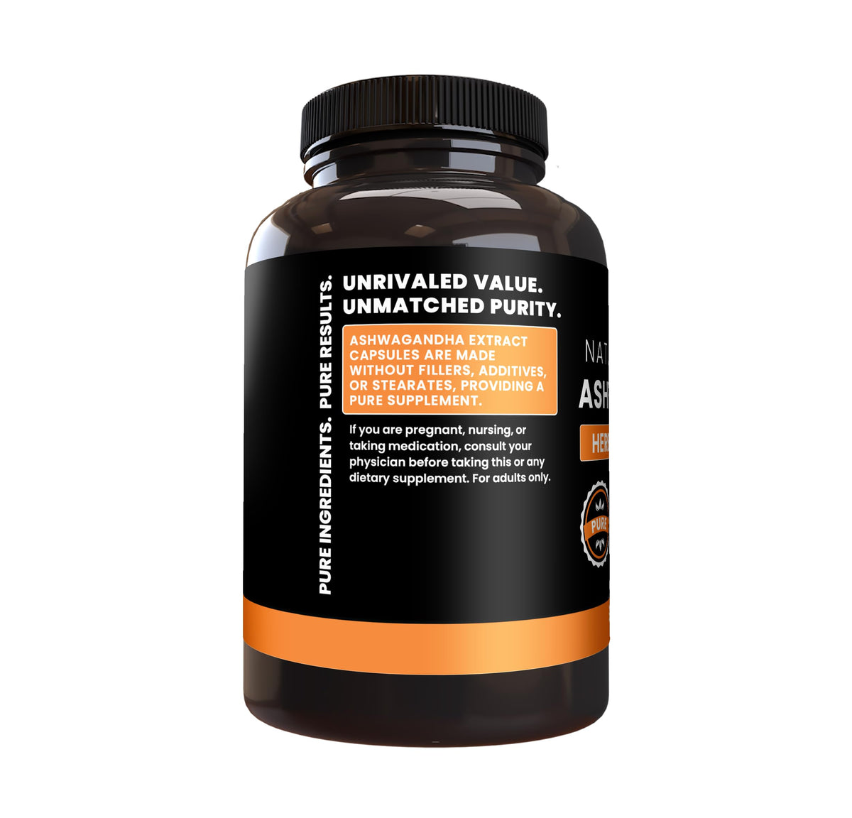 Capsules d'Ashwagandha PURE ORIGINAL INGREDIENTS dans un bol