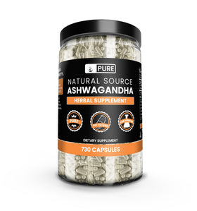 Capsules d'Ashwagandha PURE ORIGINAL INGREDIENTS vue de face