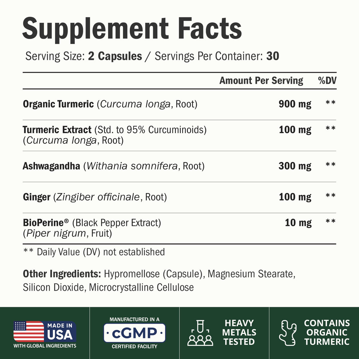 Capsules d'Ashwagandha Vimerson Health sur une surface blanche