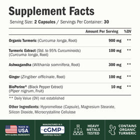 Capsules d'Ashwagandha Vimerson Health sur une surface blanche