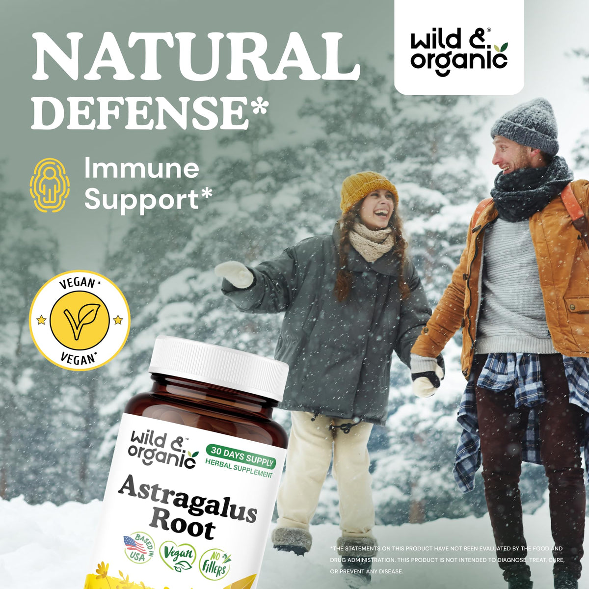 Capsules d'Astragale Wild & Organic montrant la texture lisse