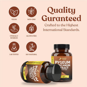 Capsules d'Athletic Choice Pygeum Africanum dans une main